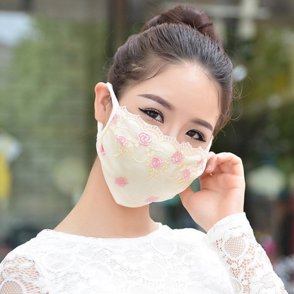 2pcs Reusable Face Masks For Women Riding Sunscreen Breathable Dust Proof Protective Lace Mouth 6838